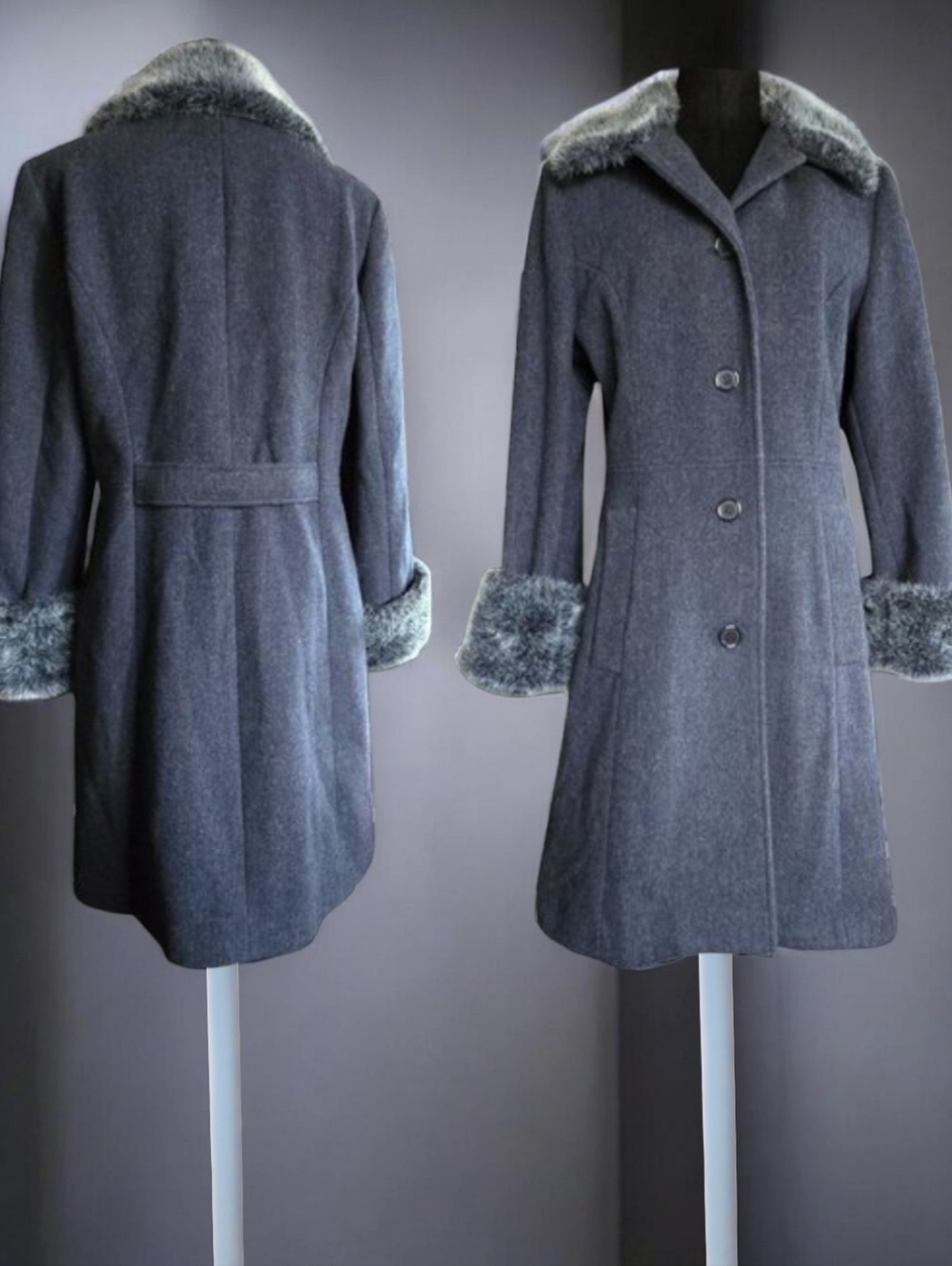 DONNY BROOK ( 8 ) Princess Seams 100% Wool and Faux Fur Collar and Cuffs